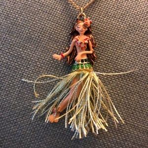 Betsy Johnson Hula Girl Necklace Rhinestone NWT